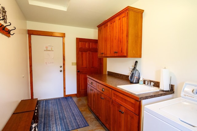 32433 Cedar St, Breezy Point, MN 56472 - washroom with washer / clothes dryer, cabinet space, and light tile patterned floors