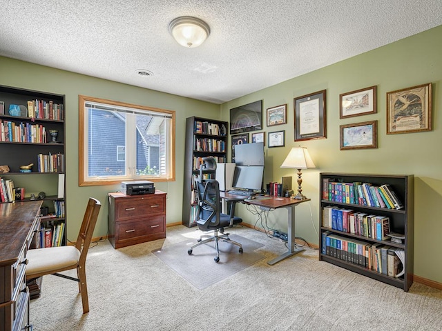 1483 Woods Creek Dr, Delano, MN 55328 - carpeted home office with a textured ceiling and baseboards