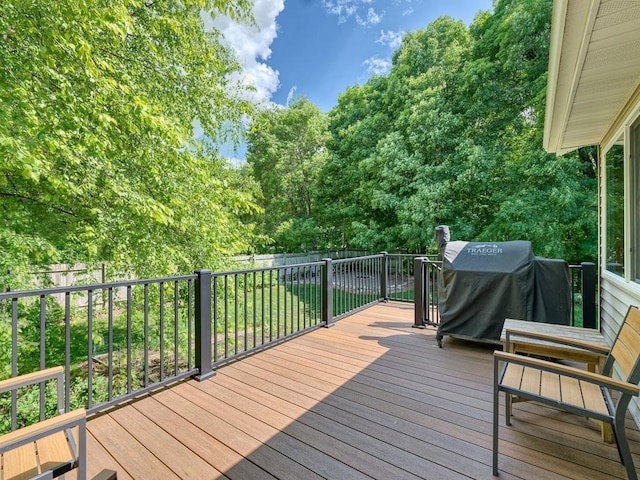 1483 Woods Creek Dr, Delano, MN 55328 - wooden terrace featuring grilling area and a fenced backyard