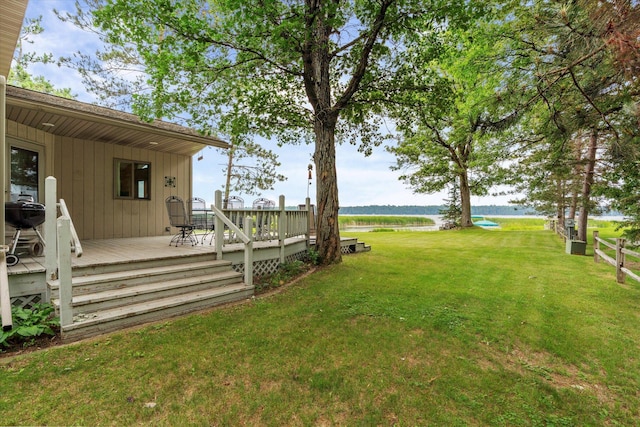 11959 Northgate Ln, Fifty Lakes, MN 56442 - view of green lawn with a deck with water view