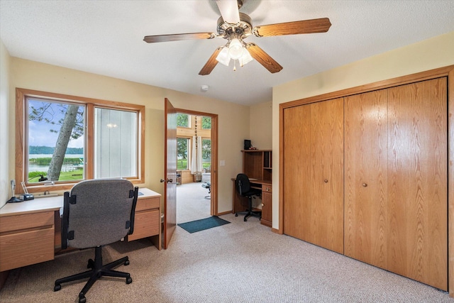 11959 Northgate Ln, Fifty Lakes, MN 56442 - home office with light carpet, plenty of natural light, and ceiling fan