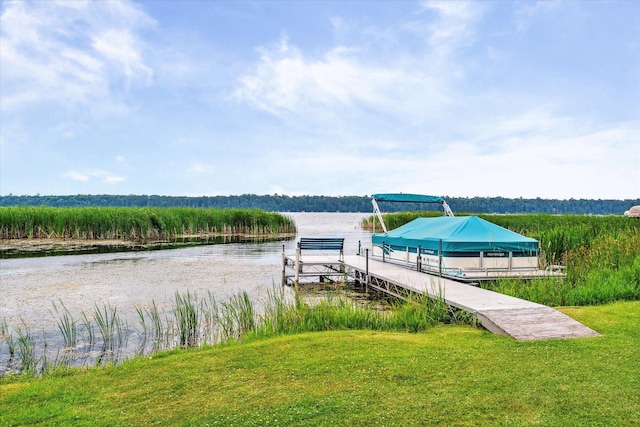 11959 Northgate Ln, Fifty Lakes, MN 56442 - dock featuring a water view and a lawn