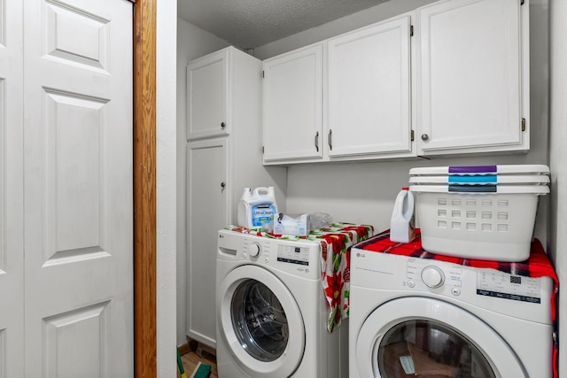 17053 490th St, Shamrock Twp, MN 55760 - washroom with cabinet space and washing machine and clothes dryer