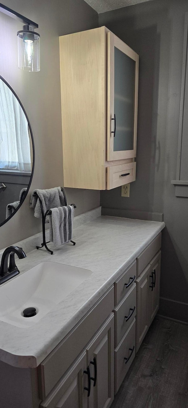 309 5th St SW, Austin, MN 55912 - bathroom with double vanity and wood finished floors
