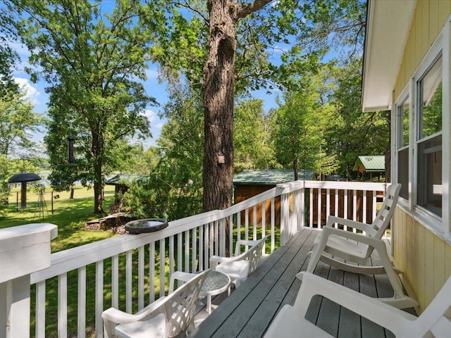 26713 Pelican Beach Rd, Lake Edward Twp, MN 56465 - deck featuring a yard