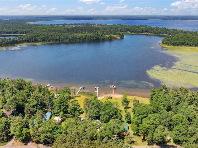 26713 Pelican Beach Rd, Lake Edward Twp, MN 56465 - aerial view of property's location featuring a nearby body of water and a heavily wooded area