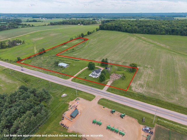 W2741 US Highway 10, Grant Twp, WI 54436 - aerial view of sparsely populated area featuring property boundaries highlighted