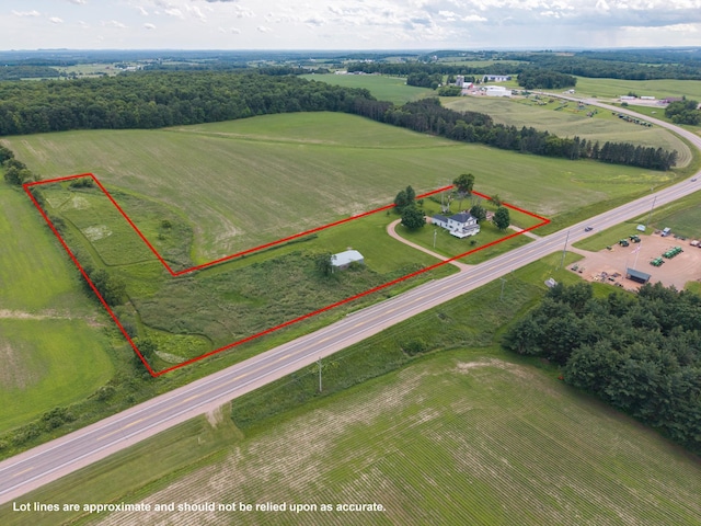 W2741 US Highway 10, Grant Twp, WI 54436 - overview of rural landscape featuring property boundaries highlighted