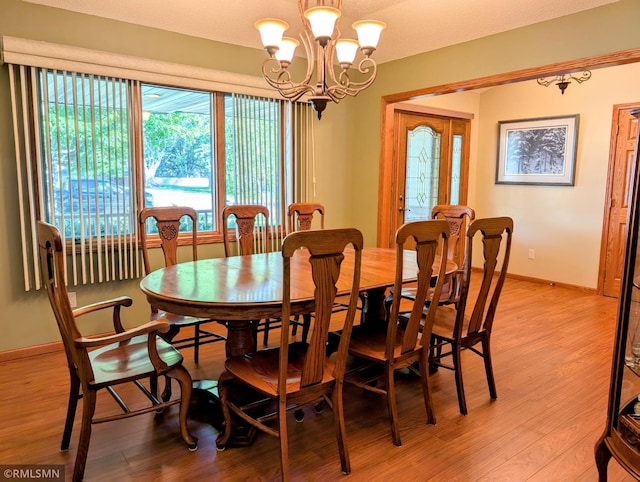 506 6th St SE, Little Falls, MN 56345 - dining space featuring a chandelier and light wood-style flooring