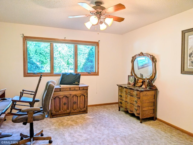506 6th St SE, Little Falls, MN 56345 - office area with carpet, a ceiling fan, and a textured ceiling