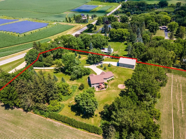 1322 Frontier Rd SE, Salem Twp, MN 55920 - overview of rural landscape with property boundaries highlighted and farmland