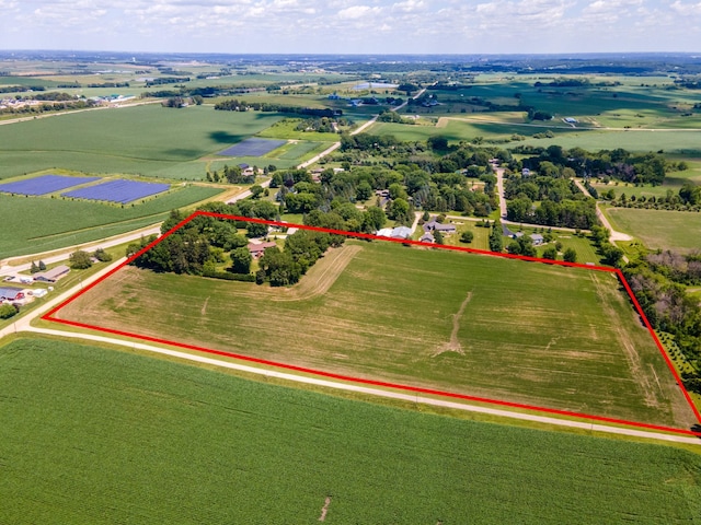 1322 Frontier Rd SE, Salem Twp, MN 55920 - overview of rural landscape featuring property boundaries highlighted