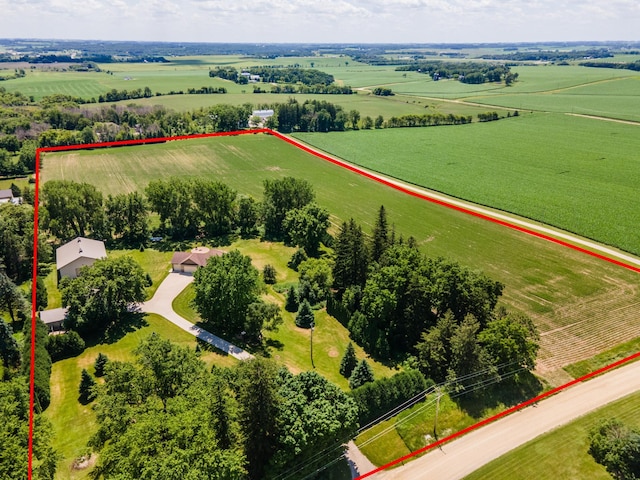 1322 Frontier Rd SE, Salem Twp, MN 55920 - aerial view of sparsely populated area featuring property boundaries highlighted and abundant farmland