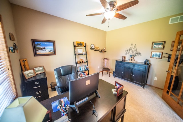 1322 Frontier Rd SE, Salem Twp, MN 55920 - office featuring light carpet and ceiling fan