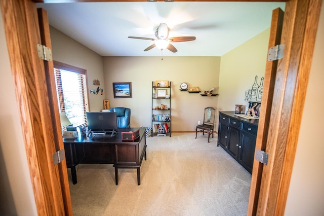 1322 Frontier Rd SE, Salem Twp, MN 55920 - home office featuring light carpet and ceiling fan
