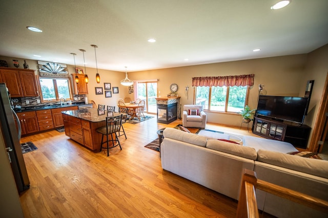1322 Frontier Rd SE, Salem Twp, MN 55920 - living room with light wood finished floors and recessed lighting