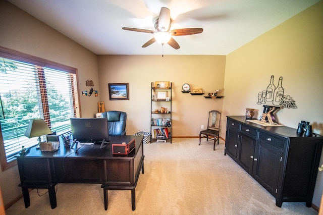 1322 Frontier Rd SE, Salem Twp, MN 55920 - office area featuring a ceiling fan and light colored carpet