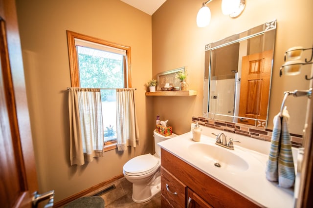 1322 Frontier Rd SE, Salem Twp, MN 55920 - bathroom featuring a shower with shower door and vanity