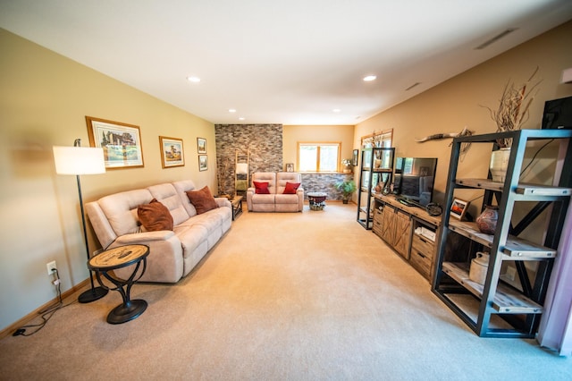 1322 Frontier Rd SE, Salem Twp, MN 55920 - living area featuring light carpet and recessed lighting