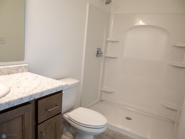 7891 Lost River Rd, Horace, ND 58047 - bathroom with vanity, a shower, and tile patterned floors
