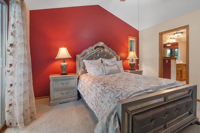 6961 Meadow Ct, Centerville, MN 55038 - bedroom with carpet, lofted ceiling, and connected bathroom