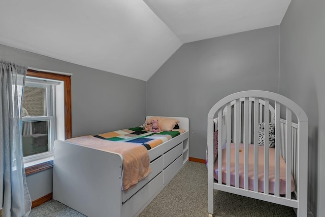 216 1st St SW, Melrose, MN 56352 - carpeted bedroom featuring lofted ceiling and baseboards