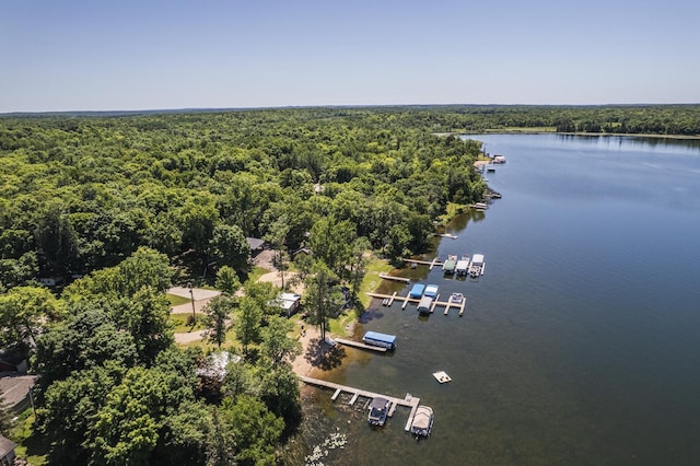 29501 Maplewood Rd Longshore, Unit Longshore, Callaway, MN 56521 - drone / aerial view of a heavily wooded area and a nearby body of water
