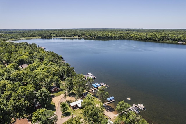 29501 Maplewood Rd Longshore, Unit Longshore, Callaway, MN 56521 - drone / aerial view of a heavily wooded area and a nearby body of water
