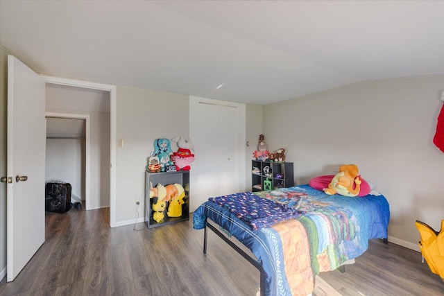 4069 Dublin Rd, Hibbing, MN 55746 - bedroom featuring wood finished floors, lofted ceiling, and a closet