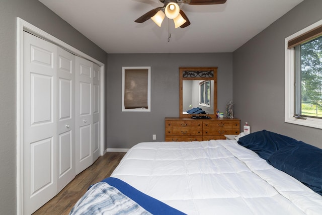 1478 Walnut St, Prescott, WI 54021 - bedroom featuring wood finished floors, a closet, and a ceiling fan