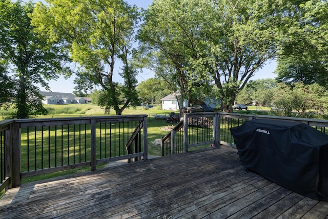 1478 Walnut St, Prescott, WI 54021 - wooden terrace with a lawn and grilling area