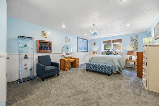 525 20 1/2 Ave E, West Fargo, ND 58078 - bedroom featuring carpet floors, wainscoting, a chandelier, and recessed lighting