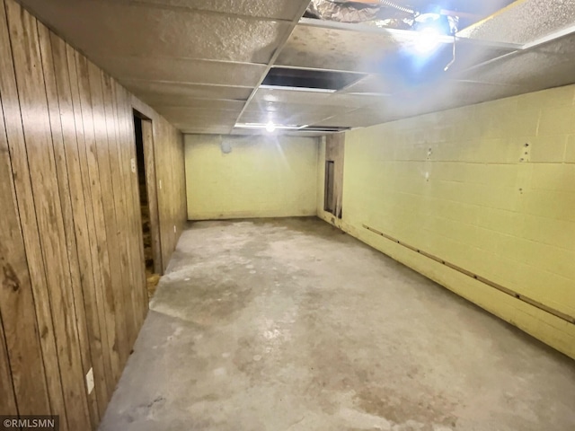 1938 149th Ave NE, Ham Lake, MN 55304 - unfinished below grade area featuring wooden walls and concrete block wall