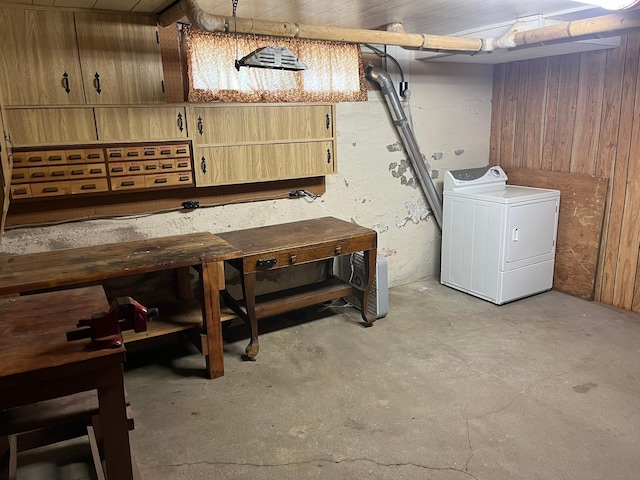 201 3rd St SE, Renville, MN 56284 - finished basement featuring washer / dryer and wood walls