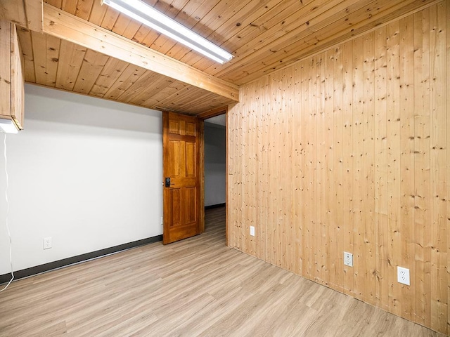 20980 Parkfield Ave, Spring Lake Twp, MN 55352 - unfurnished room with light wood-style flooring and wood ceiling