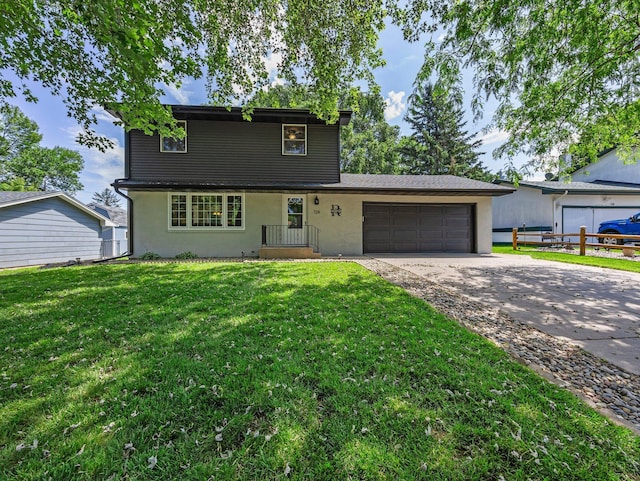 724 2nd Ave S, Buffalo, MN 55313 - traditional-style house with an attached garage, concrete driveway, and stucco siding