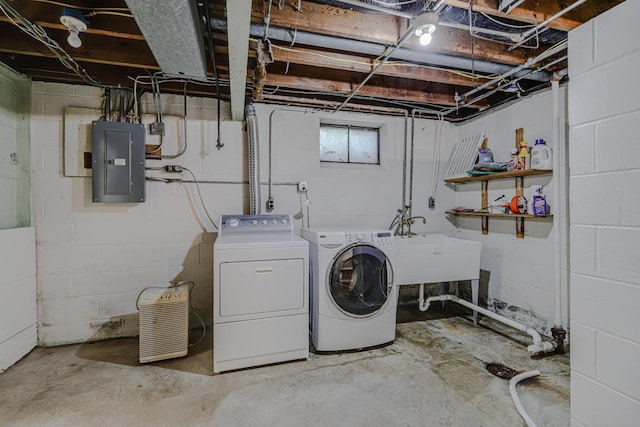 1970 Maryknoll Ave, Maplewood, MN 55109 - washroom featuring electric panel and washer and clothes dryer