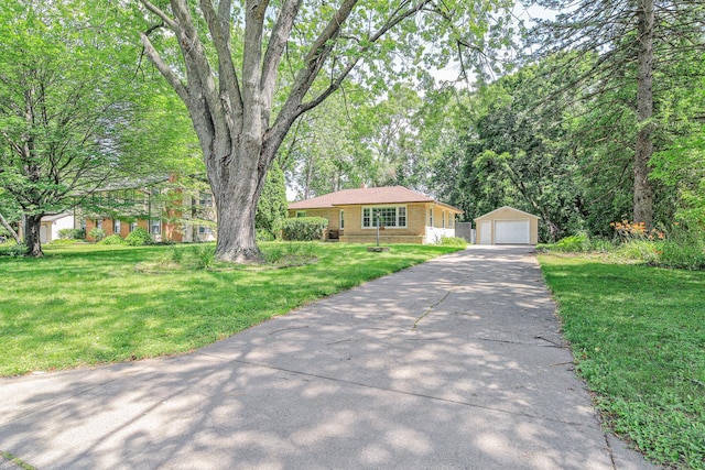 1970 Maryknoll Ave, Maplewood, MN 55109 - ranch-style house featuring a garage, an outbuilding, brick siding, a front lawn, and concrete driveway