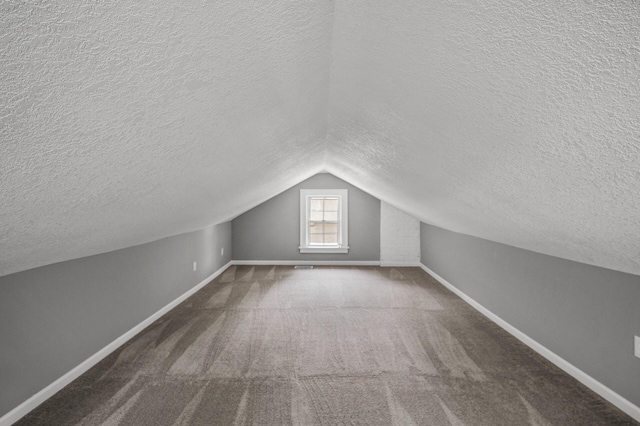 4301 Columbus Ave, Minneapolis, MN 55407 - additional living space with a textured ceiling, vaulted ceiling, and carpet flooring