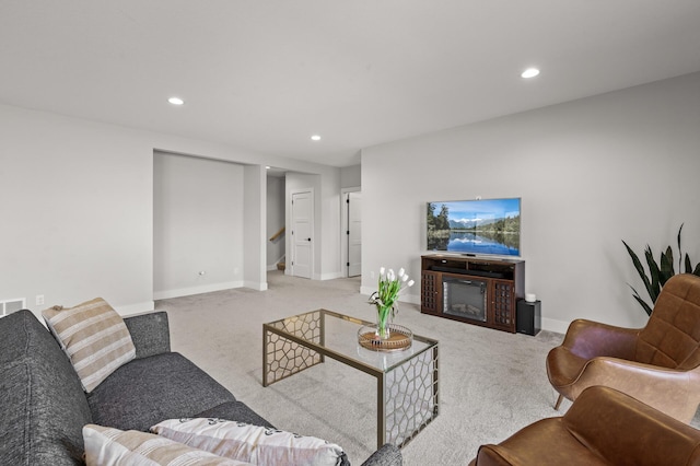 16830 59th Ave N, Plymouth, MN 55446 - living area with carpet floors, stairs, and recessed lighting