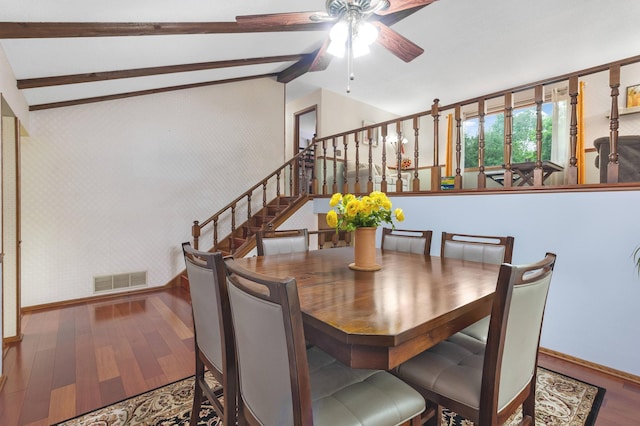 2539 83rd Ct N, Brooklyn Park, MN 55444 - dining space featuring hardwood / wood-style flooring, stairs, and a ceiling fan