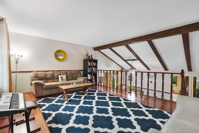 2539 83rd Ct N, Brooklyn Park, MN 55444 - living room with wood finished floors, wallpapered walls, and a ceiling fan