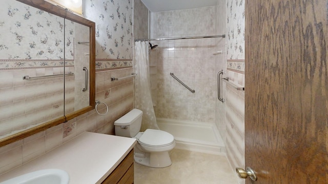 1930 Wilby Rd, Albert Lea, MN 56007 - bathroom with tile walls, vanity, and a tile shower