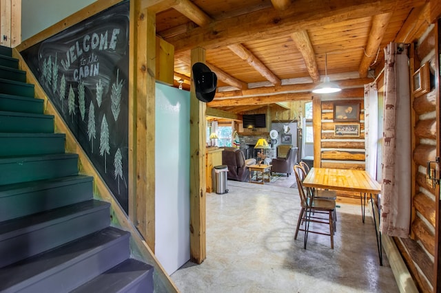 31759 County 30, Laporte, MN 56461 - below grade area featuring stairway and wooden ceiling