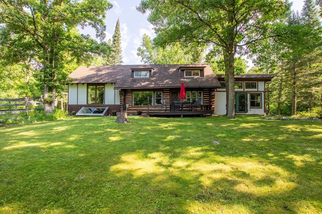 31759 County 30, Laporte, MN 56461 - rear view of house featuring a deck, log exterior, and a shingled roof