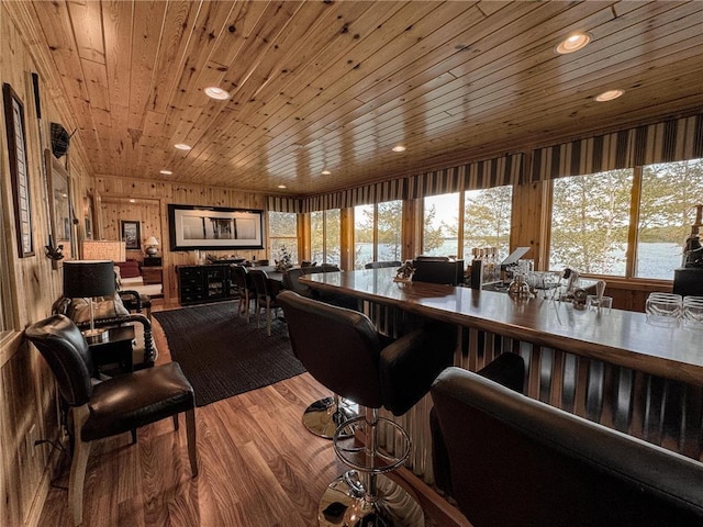 7310 Moose Lake Rd NE, Blackduck, MN 56630 - living area featuring wood ceiling, recessed lighting, and wood finished floors