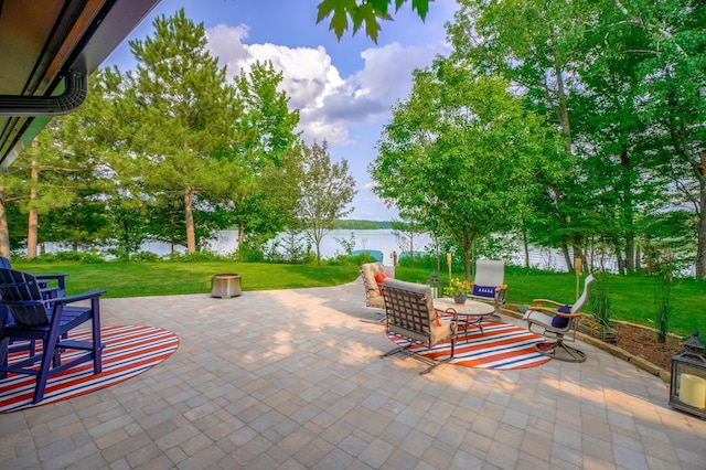 16267 Conners Ln, Sand Lake Twp, WI 54876 - view of patio with a water view