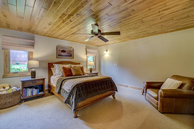 16267 Conners Ln, Sand Lake Twp, WI 54876 - carpeted bedroom with wooden ceiling and ceiling fan
