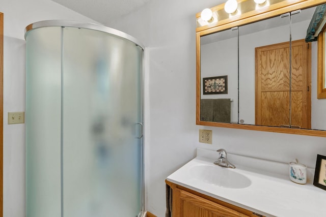 20592 Lehmicke Ln, Trade Lake, WI 54853 - full bathroom with vanity and a shower stall