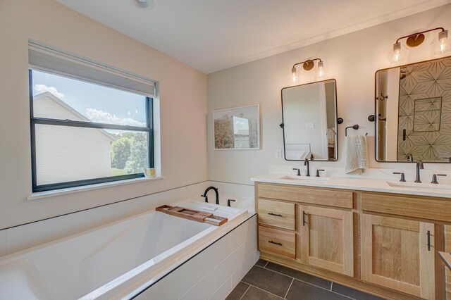 21 Windsor Wood Path, Hudson, WI 54016 - full bath with double vanity, a bath, and tile patterned flooring